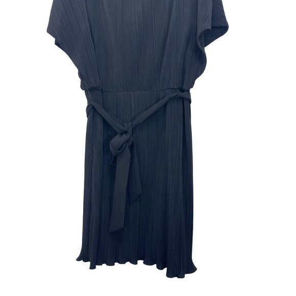 DKNY Womens Black Pleated Mini Dress With Belt - Size 14 Casual Coctail Party - Picture 9 of 10